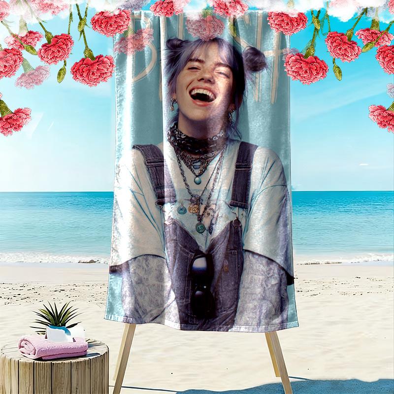 Asciugamano da Spiaggia con Stampa Billie Eilish, Asciugamano Grande Morbido ad Asciugatura Rapida per Spiaggia Campeggio Nuoto