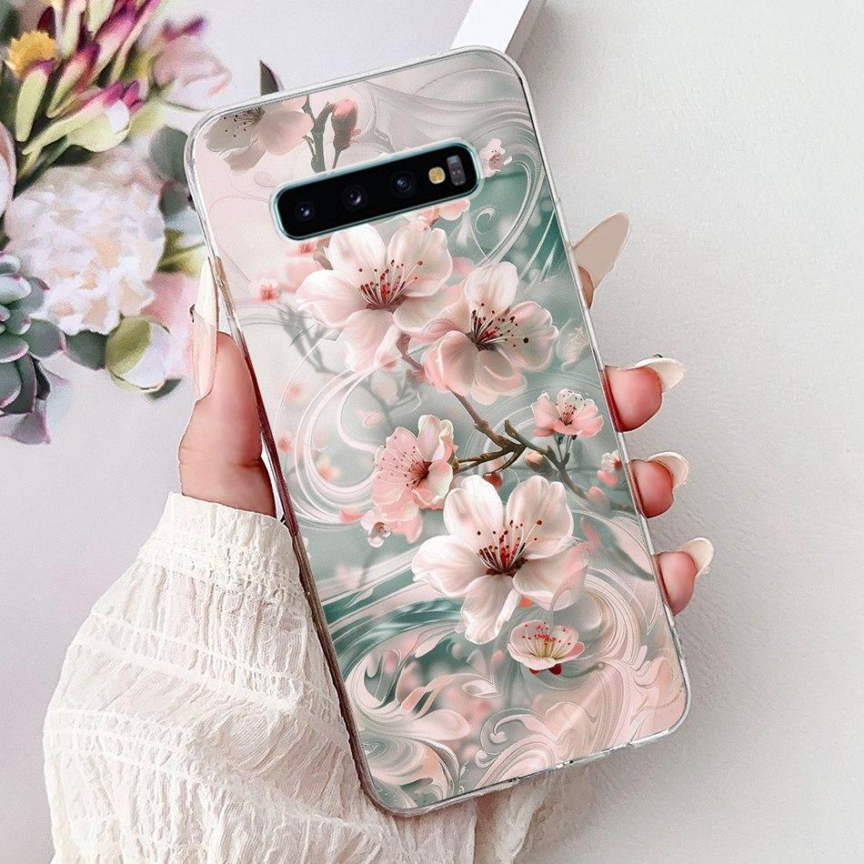 Per Samsung Galaxy S10+ S10 S10e Elegante Custodia per Telefono con Motivo Floreale e Farfalle Per Samsung S10e S10 Plus S 10 4G Custodie Morbide in Silicone TPU