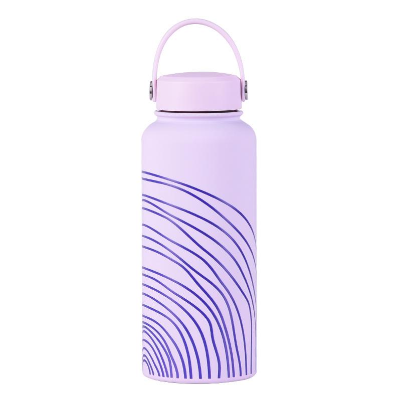 1L Thermos Cup Large Capacity Wide Mouth Portable Vacuum Sports Kettle Outdoor Printing Water Cup Female