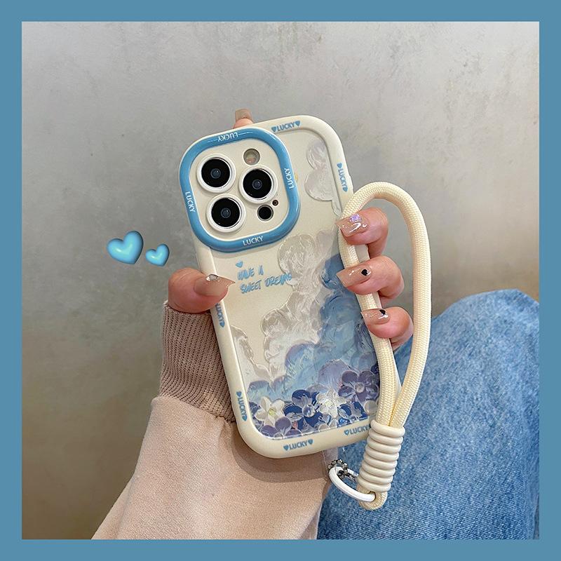 

Oil Painting Flowers for Apple 16promax Mobile Phone Case for IPhone15pro with Lanyard 14 New Style For iPhone 7