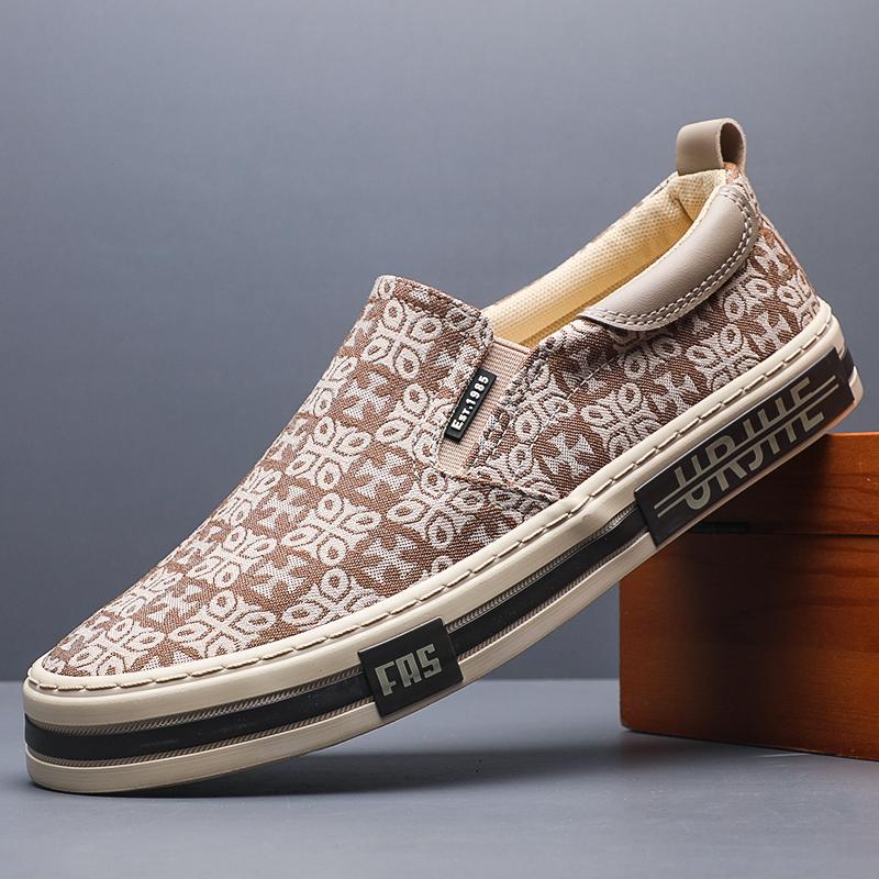 

Модная мужская повседневная парусиновая обувь Новые модные кроссовки Мужские слипоны Вулканизированная обувь Балетки Дышащие Удобные Лоферы SS25809 38 хаки