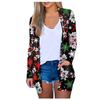 Women's Fashion Casual  Chirstmas Print Medium Length Cardigan Jacket Coat