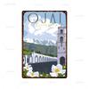 Stadt Wahrzeichen Metallposter Reise Stadt Schilder Griechenland Berglandschaft Blechschild Plakette Poster für Bar Kneipe Club Heimdekor