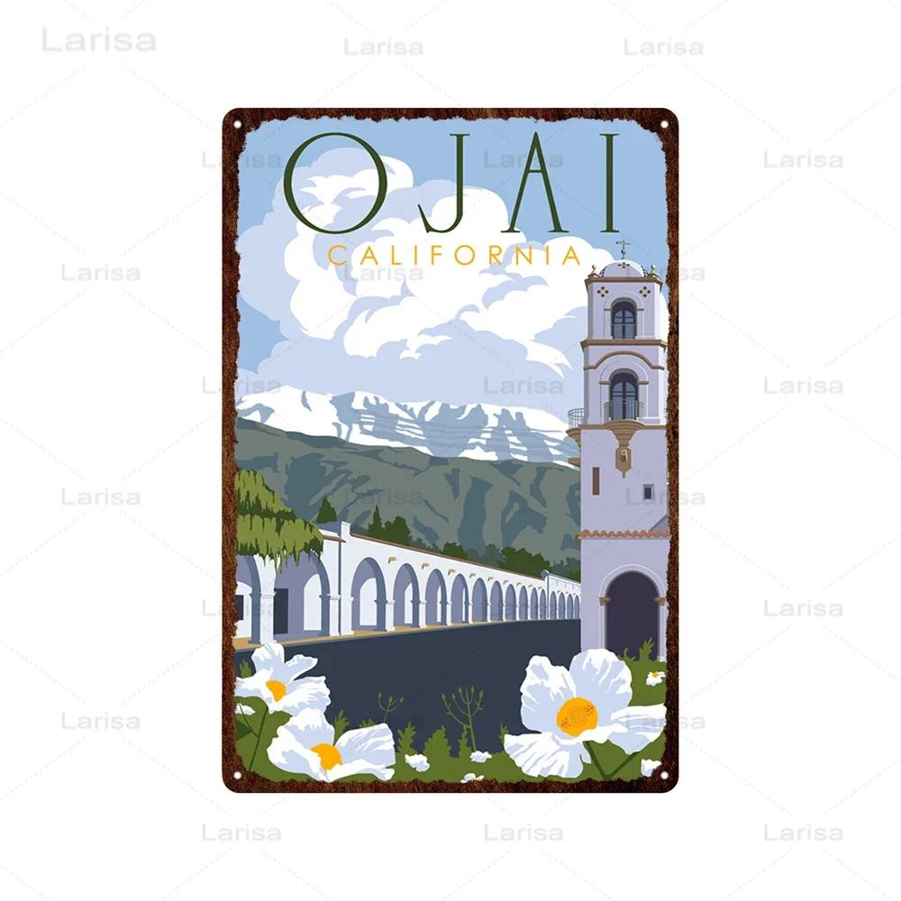 Stadt Wahrzeichen Metallposter Reise Stadt Schilder Griechenland Berglandschaft Blechschild Plakette Poster für Bar Kneipe Club Heimdekor