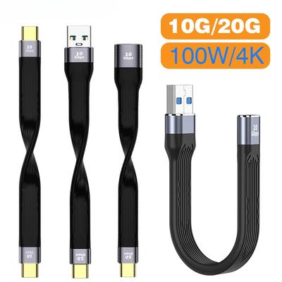 USB3.1 10Gbps Short Cable 13cm PD 100W USB To Type C Cable Converter OTG USB Adapter USB4 20Gbps Cable 22cm for SSD Power Bank