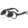 Retro Flip-Up Punk Steampunk Round Double-Layer Sunglasses European & American Trend 8008