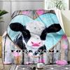 1PC Custom Name Love Cows Art Outdooor Flannel Blankets Patterns Throw Blanket All-Season Soft Gift for Couch, Bed, Camping Gifts
