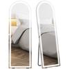 Full-Length Standing Mirror with Lights 150x50cm Arched Frameless 3 Colour Temperatures Adjustable Brightness Transparent