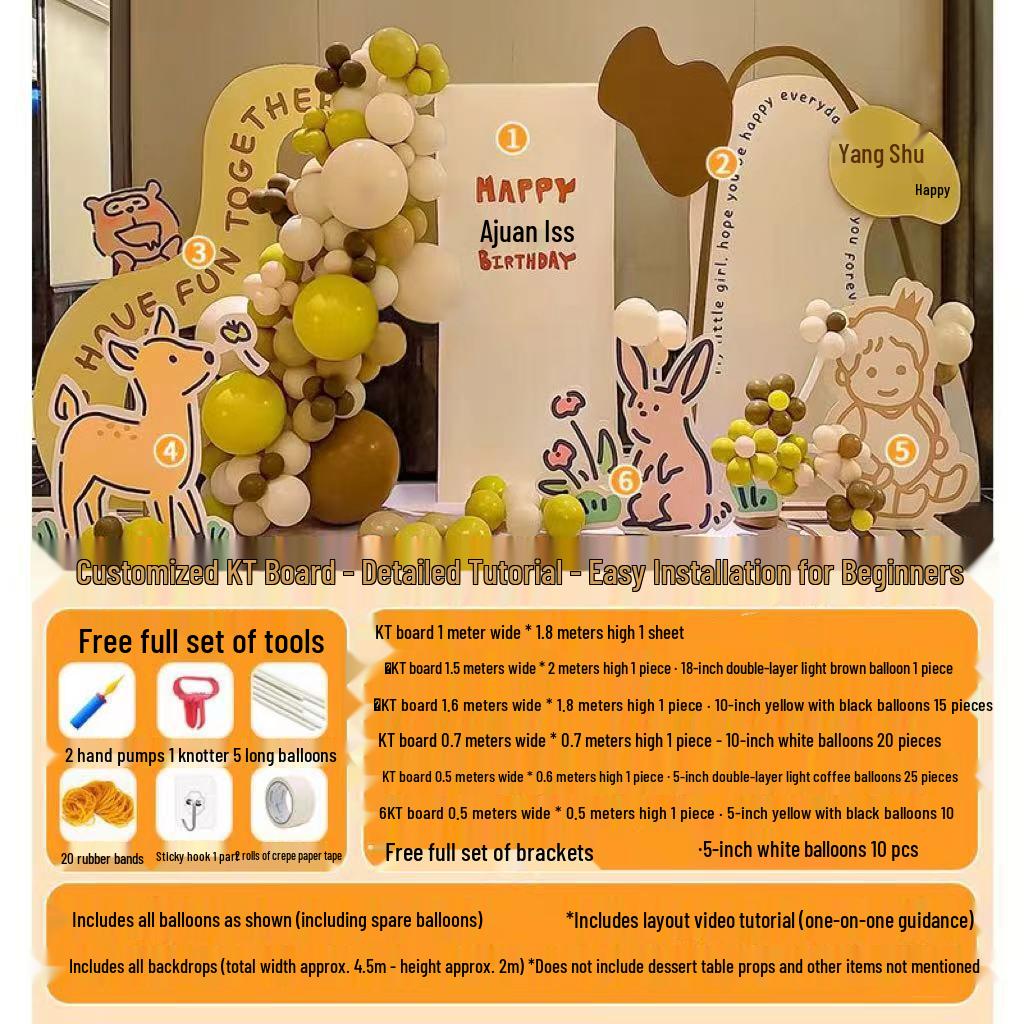 First Birthday & Hundred Days Celebration Backdrop with Balloons - Party Wall Decoration