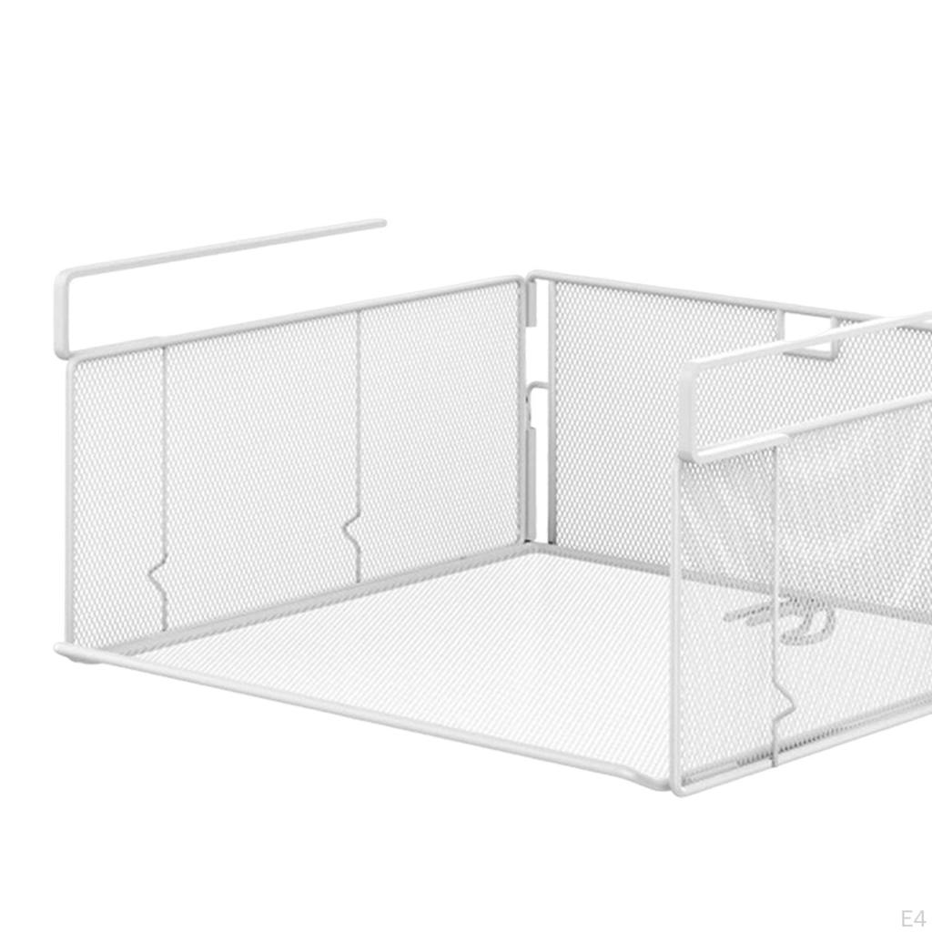 Under Cabinet Shelf Basket Metal Wire Storage Organizer Hanging Baskets for Bookshelf