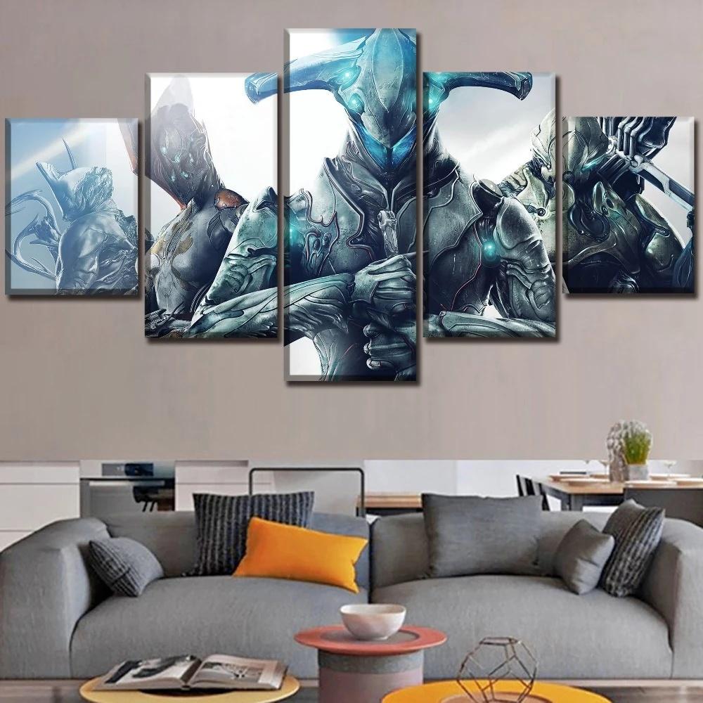 5 Panels Canvas Wall Arts Game Poster Painting War-frame Warrior Picture Print Living Room Modular Home Decoration Mural Artwork