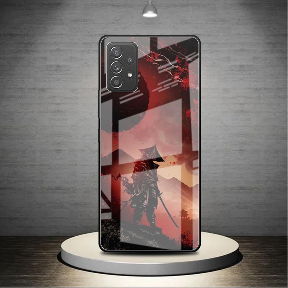 Landschaft Tusche Samurai Kunst Glas Hülle Für Samsung Galaxy A52 A71 A50 A51 A70 A21s A31 A72 A10 A12 A30 A22 5G Handyhülle