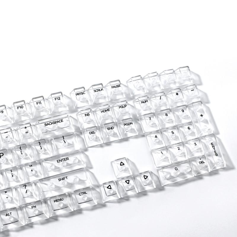 132Keys Transparent Keycaps 10mm Profile Keycap Set for Mechanical Keyboards with Color Lighting Side/Top Print