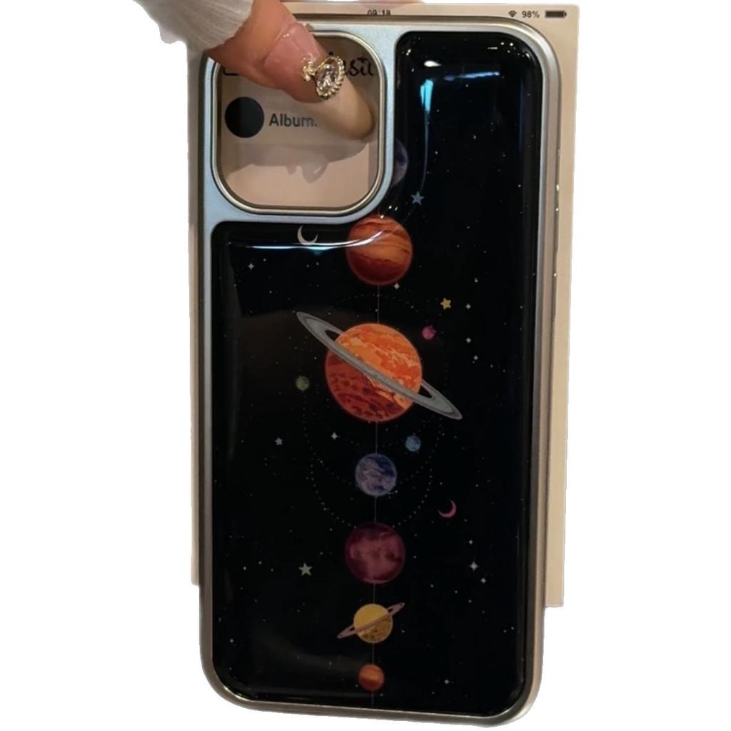 Space Planet Is Suitable for Apple iPhone16/17Pro Mobile Phone Case 14 Water Condensation 13 Personality 12 Large Holes 15 Niche