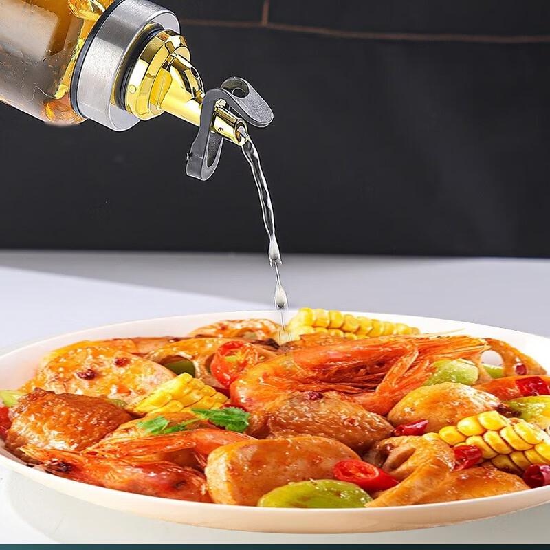 Zhi Shi 500ml Glass Press-Type Oil Dispenser 5-Pack