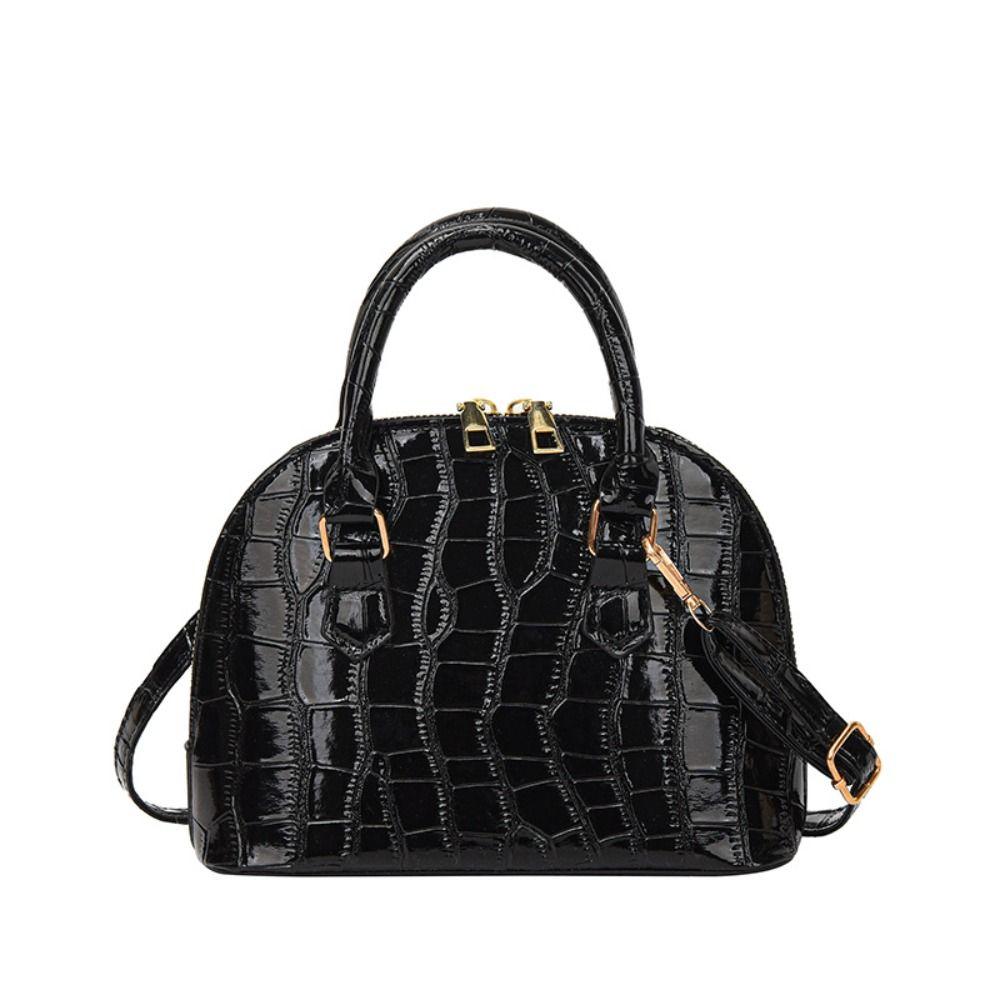 Solid Color Shell Bag Retro Crocodile Pattern Pu Leather Crossbody Bag Waterproof Shoulder Bag Women