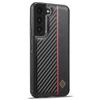 LC.IMEEKE For Samsung Galaxy S21 4G/5G Carbon Fiber Texture Case PU Leather Coated TPU+EVA Fall Resistant Phone Cover