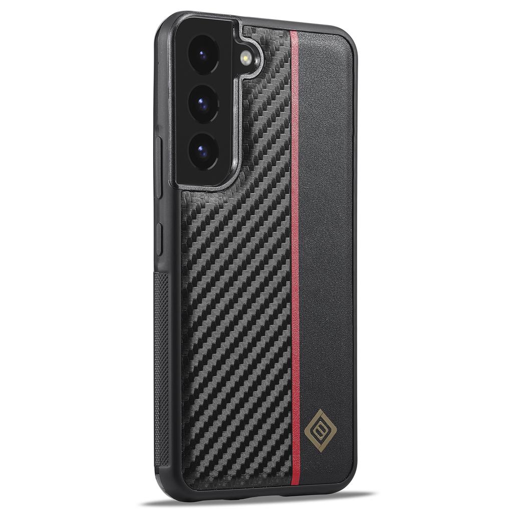 LC.IMEEKE For Samsung Galaxy S21 4G/5G Carbon Fiber Texture Case PU Leather Coated TPU+EVA Fall Resistant Phone Cover