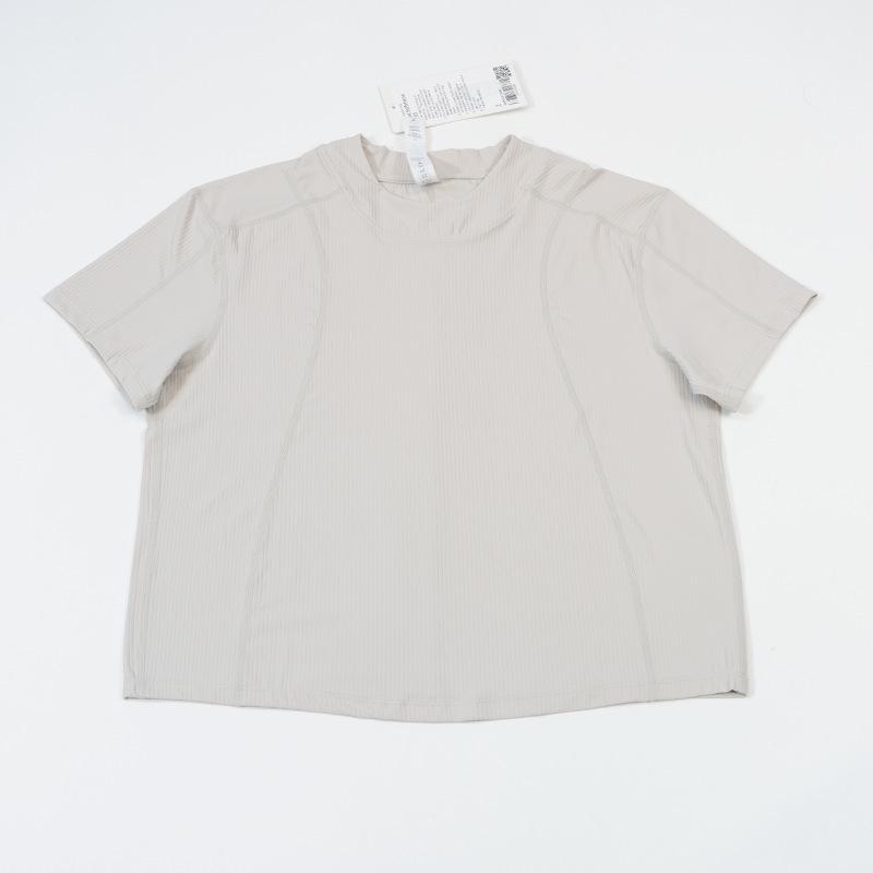 Women's Ribbed Nylon Yoga T-Shirt - Loose, Comfortable, and Casual for Fitness and Outdoor Activities
