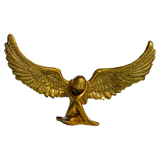 Carving Sitting Angel Figurine European Winged Girl Statue Resin Sculpture Home Office Bookshelf