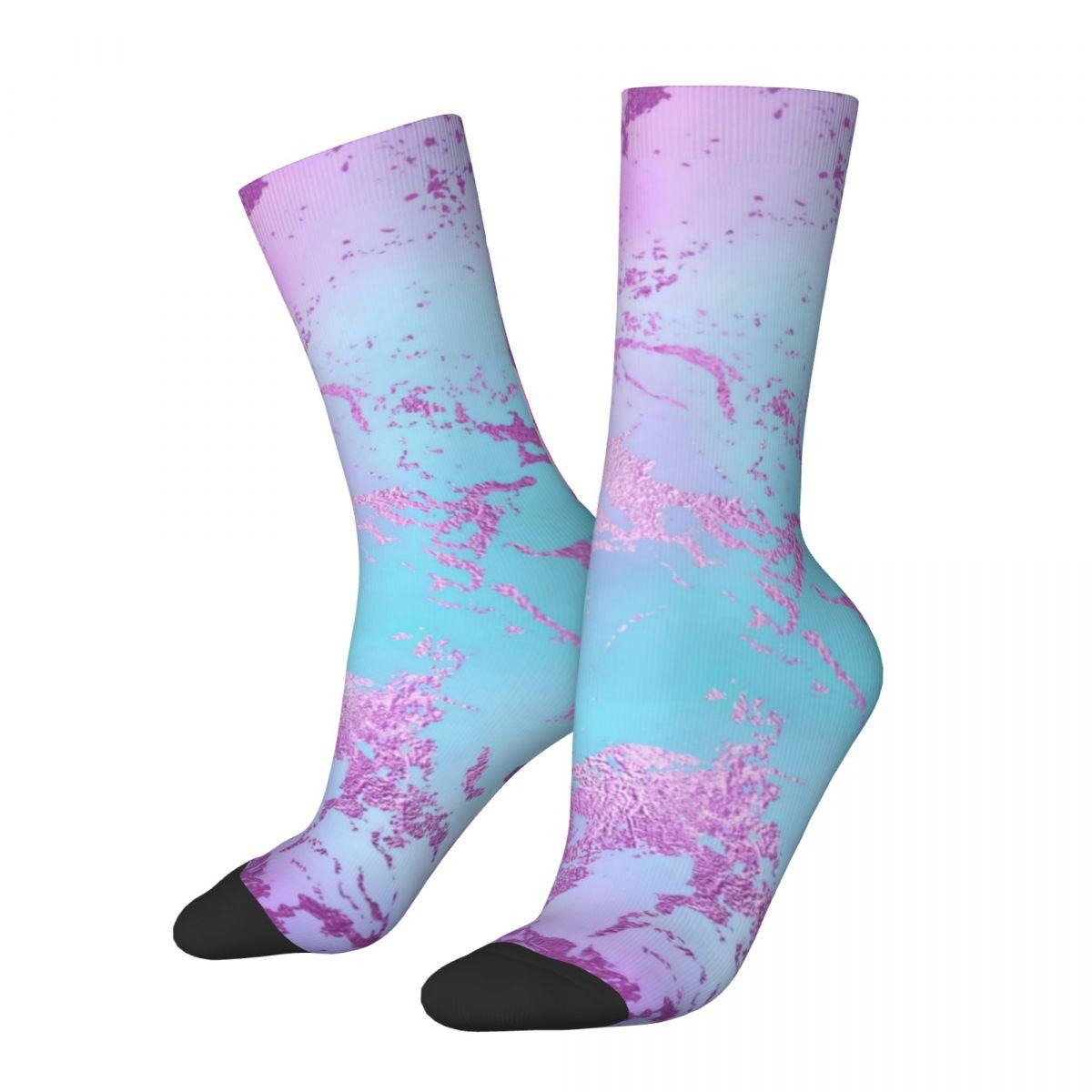 

Ombre Polygonal Socks Autumn Gradient Purple Stockings Vintage Couple Medium Soft Socks Custom Outdoor Sports Anti-Slip Socks One Size