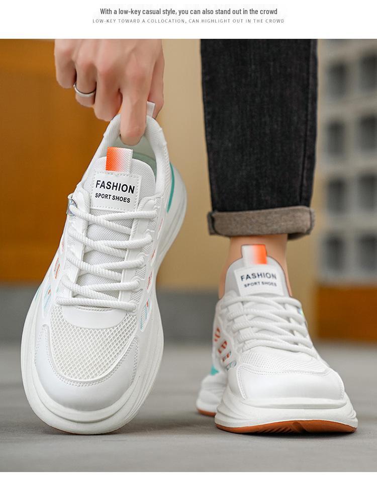 Męskie letnie oddychające sneakersy z siateczki: Modne, na grubej podeszwie, casualowe i wszechstronne buty do skateboardingu.