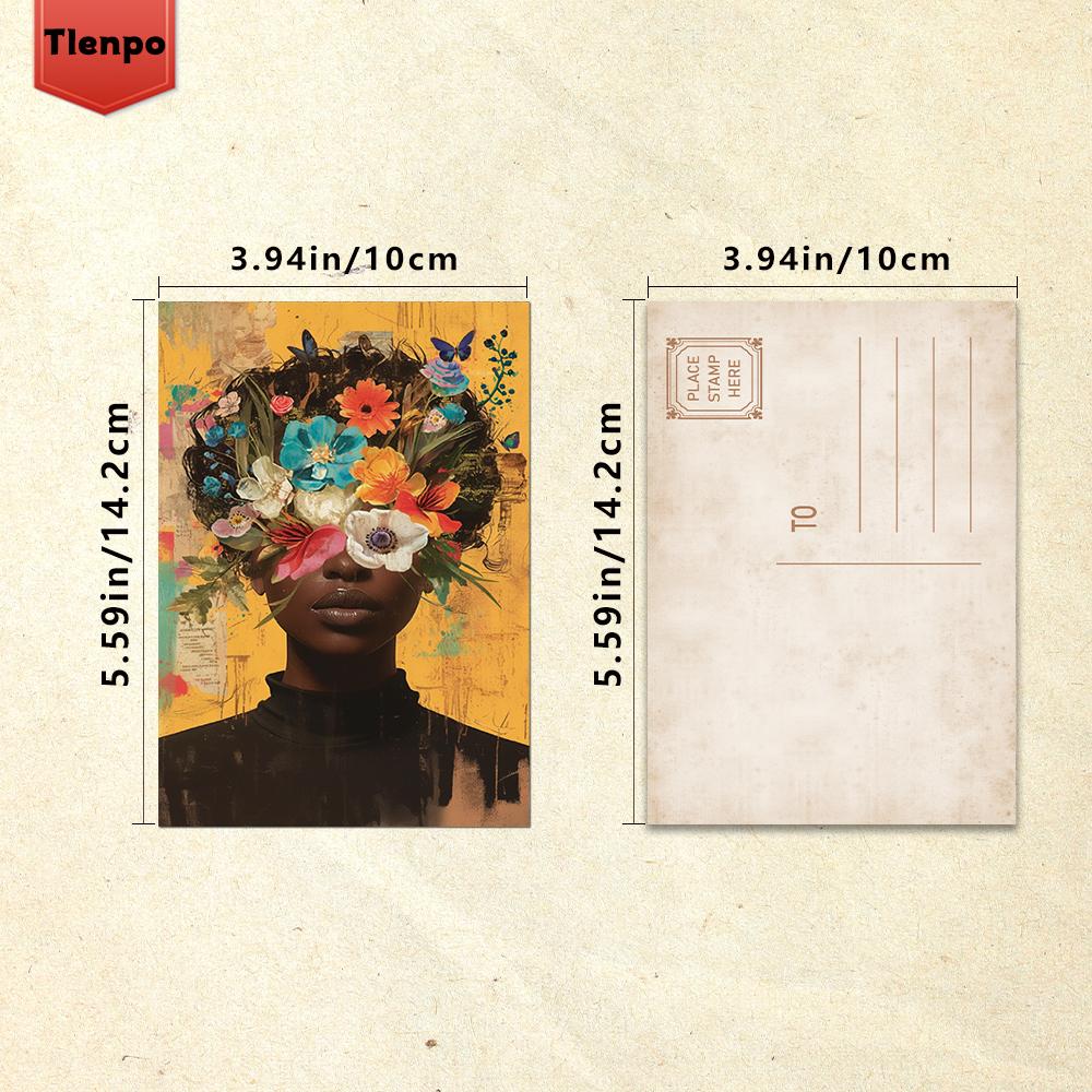 32pcs, Black Women Portrait Postcards, Feminine Charm, Birthday/Anniversary Gifts, Collectibles, Suitable for Gifting, Mailable.