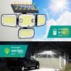 Solar Lights Outdoor, 342 LED Cordless Solar Motion Sensor Lights, 4 Heads 360° Wide Lighting Angle Security LED Flood Light
