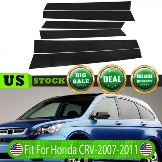 Window Pillar Posts Door Trim Cover Black Fit For 2007-2011 Honda CRV 6PCS/SET