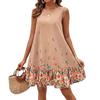 Summer Elegant Dresses for Women Loose Pleated Beach Sundress bohemia Floral Print Dress Ruffle sleeveless Sweet tank Mini Dress
