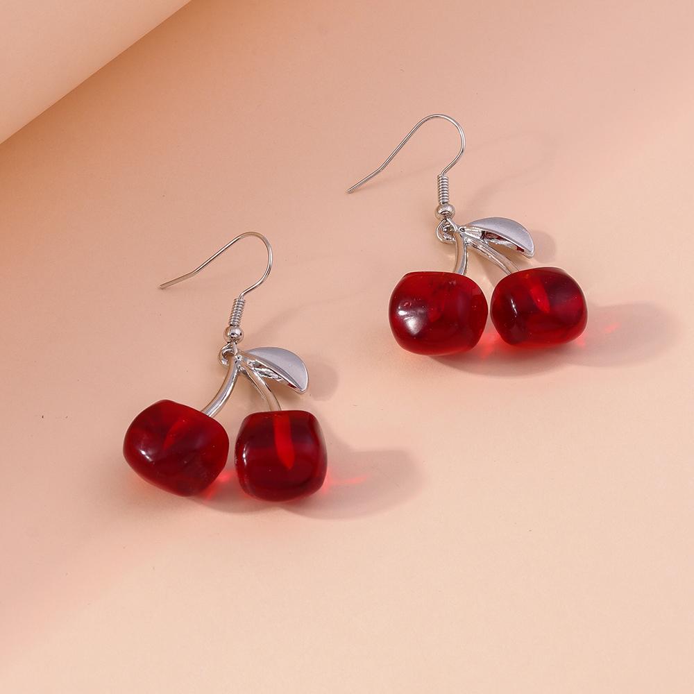 Cute Crystal Cherry Earrings for Women Girls Simulation Fruit Drop Earrings Party Holiday Jewelry Gifts