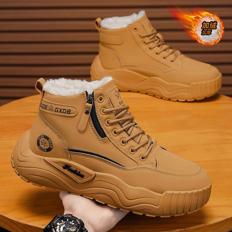 Winter Men Shoes Thickened Plush Warm Snow Boot High Quality Leather High-top Boots Outdoor Non-slip Platform Boot Botas Hombre