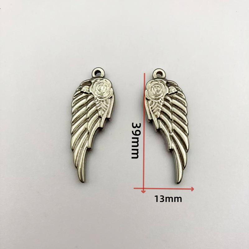 Rose Wings Stainless Steel Feather Pendant Necklace