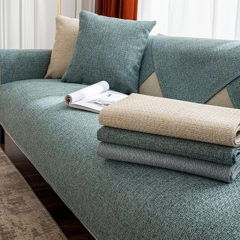 Sofakissen aus Baumwollleinen im japanischen Stil für das Wohnzimmer, für alle Jahreszeiten, universell einsetzbar, einfarbig, Handtuch, rutschfester Sofabezug
