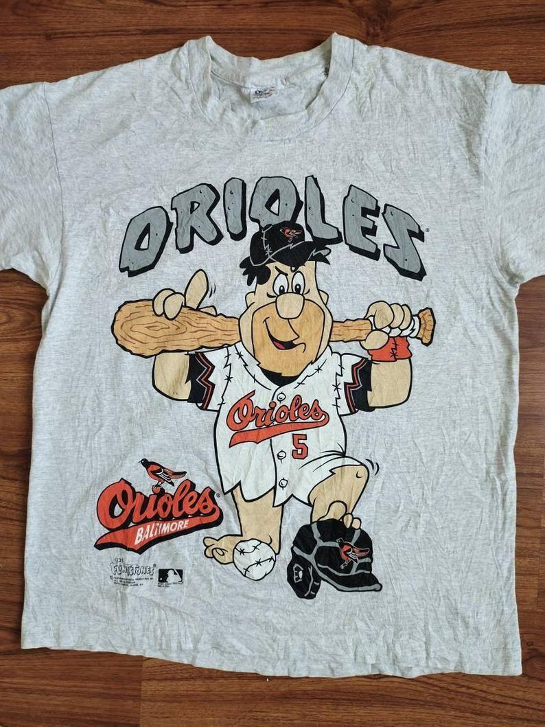 Rare Baltimore Orioles Flintstones Sport Gray Unisex T-shirt Cotton HN1301 L