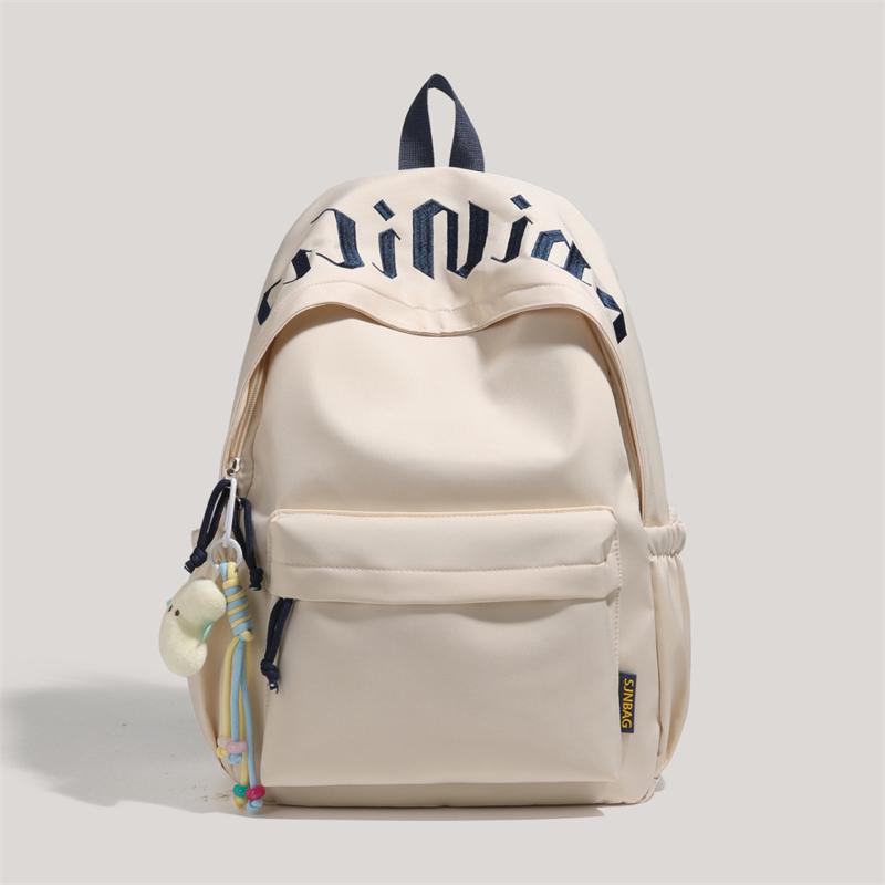 Letter Student Schoolbag Unisex Campus Backpack Large Capacity Solid Color Backpack