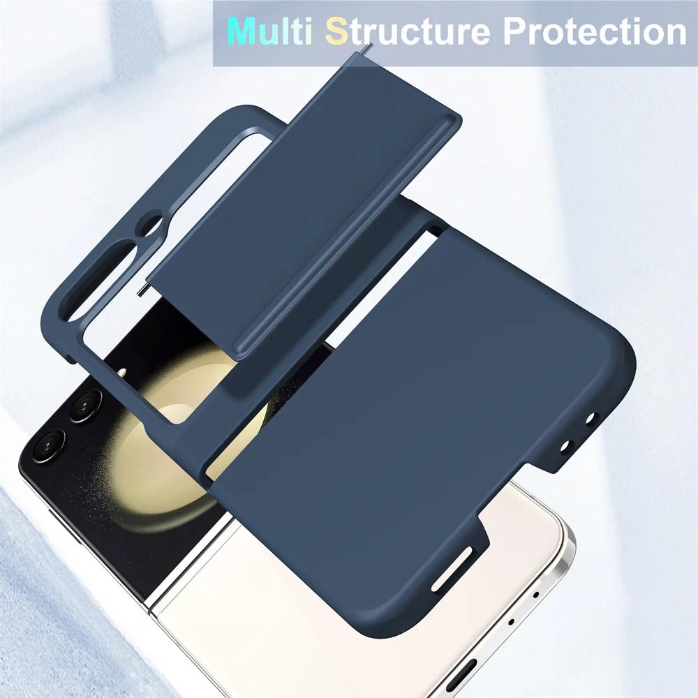 Luxury Skin Friendly Flip 5 6 Case for Samsung Galaxy Z Flip 5 3 4 6 Shockproof Hard Hinge Acrylic Slim ZFlip5 Flip3 Flip4 Cover