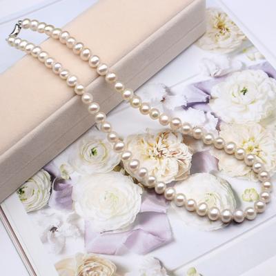 1Pc, Elegant Punk High Quality Luxury Artificial Pearl White Round Beads Necklaces for Women Men Unique Birthdays Love Wedding Jewelry Gifts 0.7×0.8cm