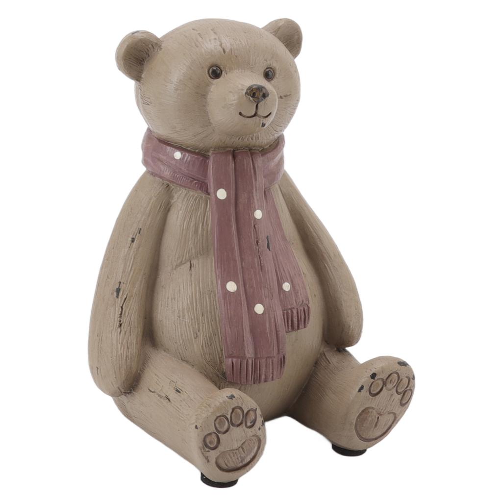 Scarf Bear Ornament Exquisite Workmanship Resin Bear Statue with Antislip Soft Rubber Pad for Living Room Porch