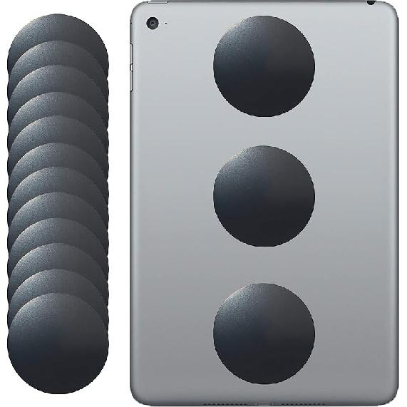 SALEX Replacement Metal Plates Set for Magnetic Car Phone Holders, Wall & Air Vent Mounts, Cases, Magnets. Kit of 4 Black Round Iron Discs Without