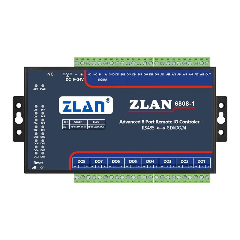 

ZLAN Industrial Ethernet Remote I/O Module (8DI/8DO/8AI)