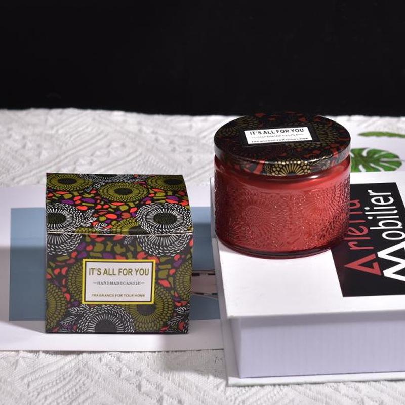 DIY Embossed Glass Handmade Plant Wax Scented Candle Creative Bedroom Scented Candle