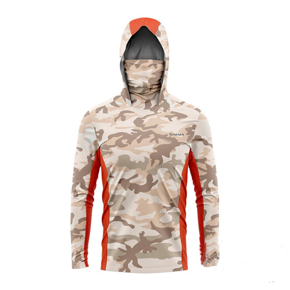 2024 New SIMMS Men's Sunscreen Upf 50 + Long Sleeve Fishing Suit UV Protection Mask Hooded Fishing Suit