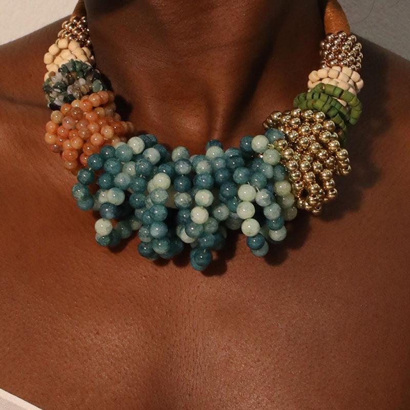 European and American fashion exaggerated handmade bead necklacs various bead necklaces bohemian style commuter women's necklace