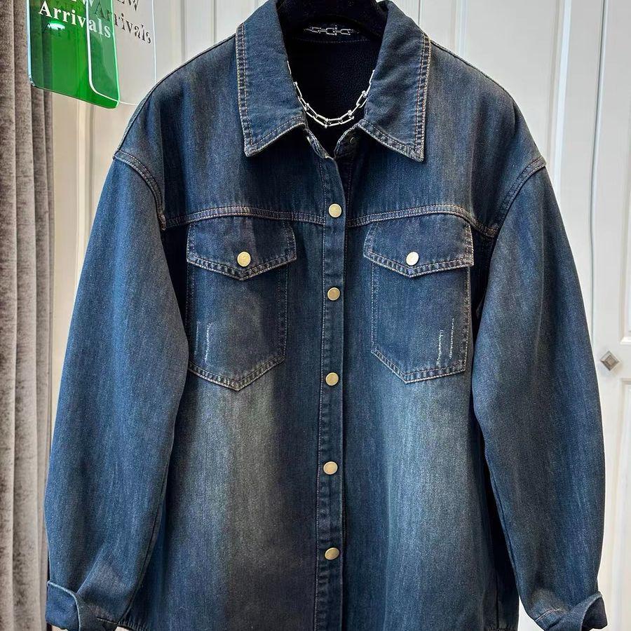 Velvet 2025 Retro Denim Shirt: Casual, Loose-Fit, Thickened Jacket for Spring & Autumn