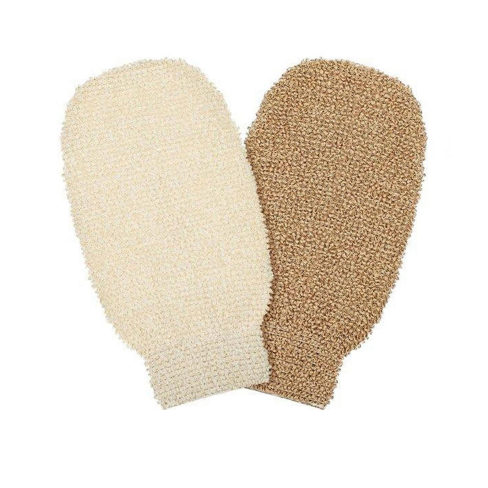 

2 Pieces Of Shower Gloves, Natural Fiber Environmentally Friendly Exfoliating Tool For Men And Women бежевий