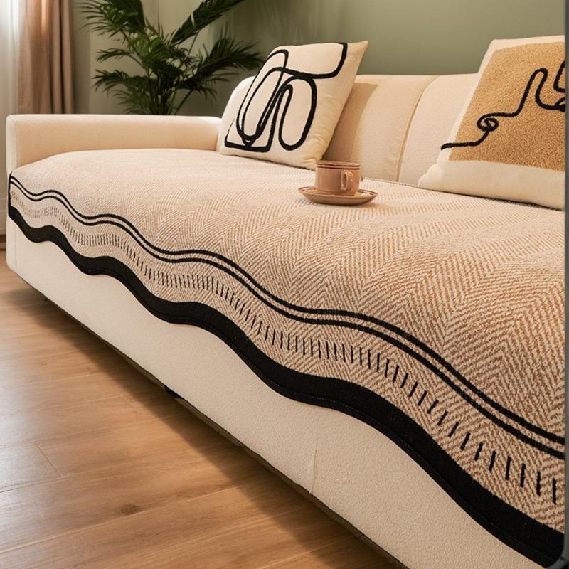 2025 New Plush Shaped Sofa Cushion Autumn And Winter New Straight Leather Sofa Cushion Thickened Non-slip Irregular Sofa Cover