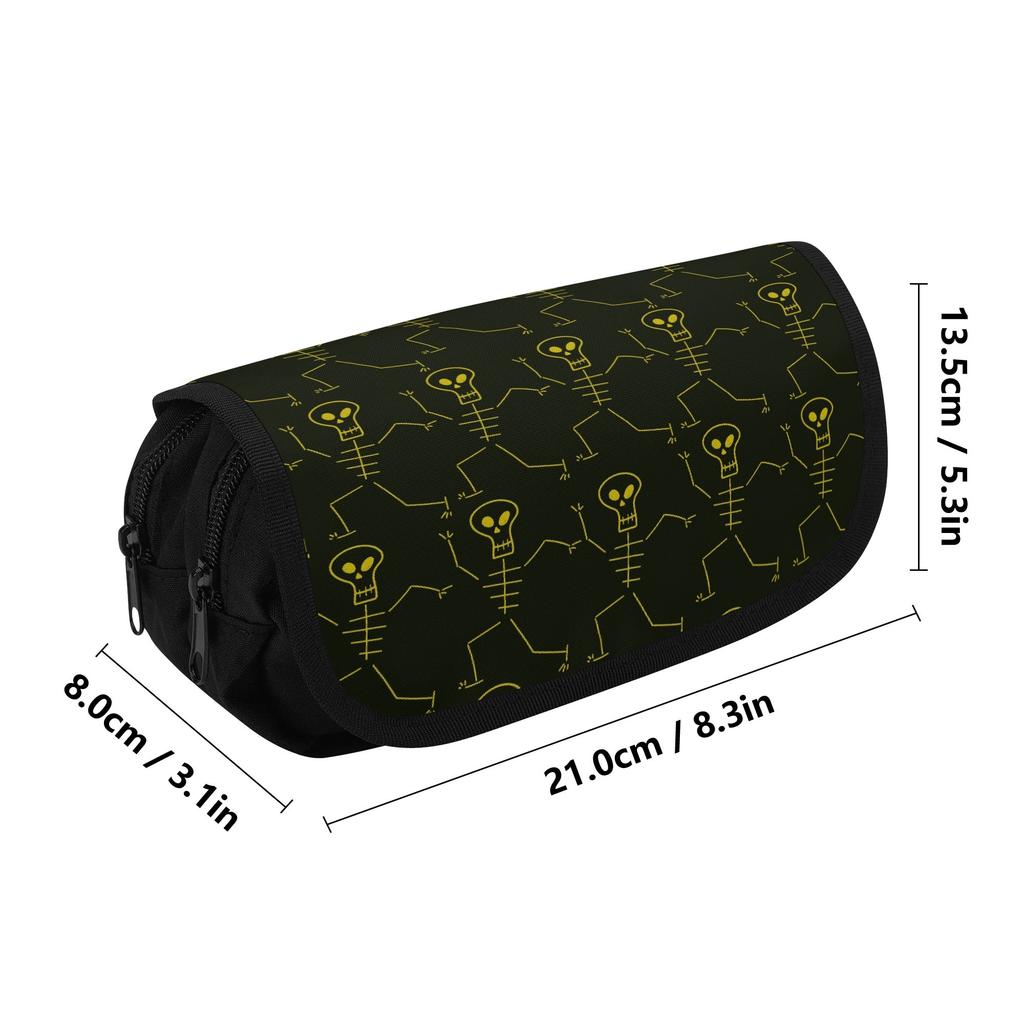 Pen Case Two Compartment Zipper Closure Wear Resistant Polyester with Double Compartments for School Office Travel for Students