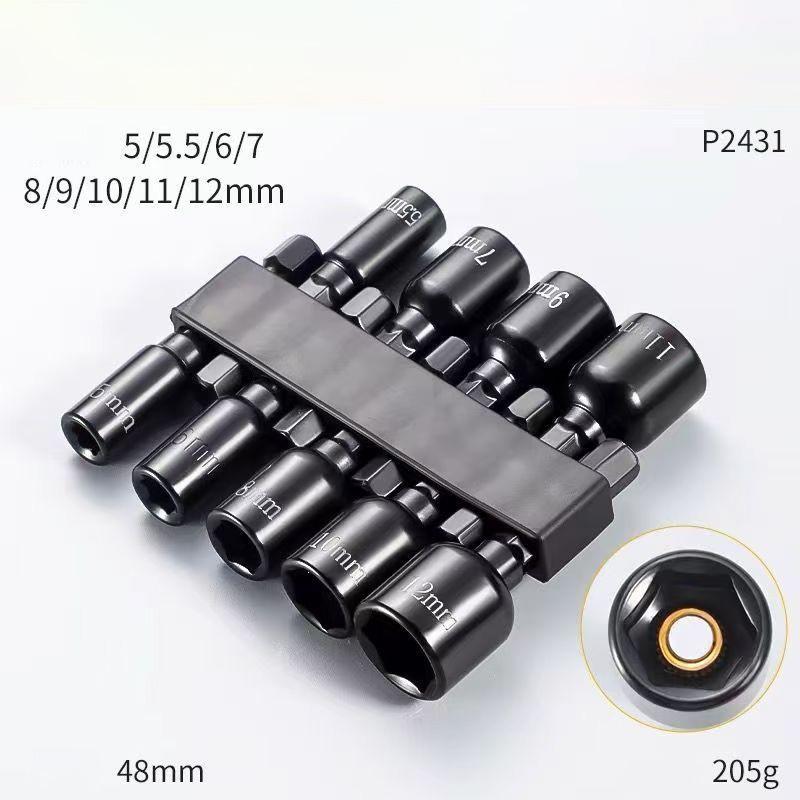 Strong Magnetic Hex Shank Nut Driver Bit Set Metric Hex Socket Drill Bits High Torque Anti-slip Power Tool Kit Motorcycle Repair