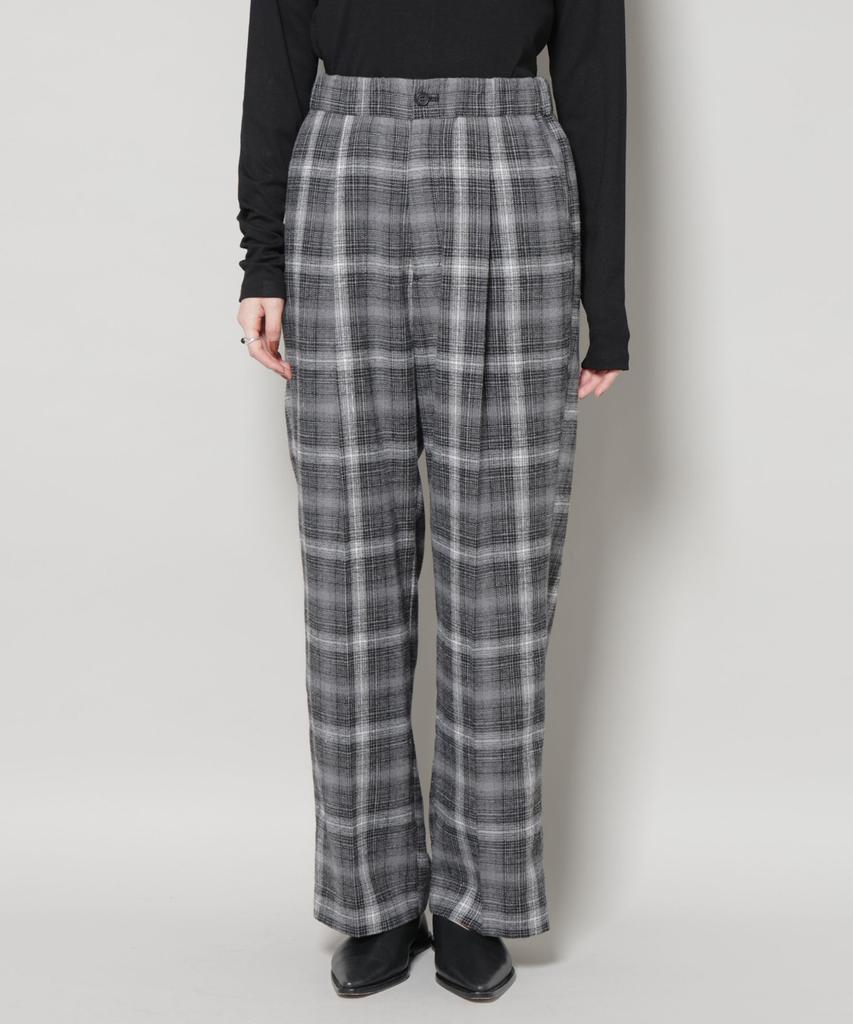 Nano Universe Ombre Check Tuck Pants be paired with other F 010 Black Women's (Can items) 673-5227320